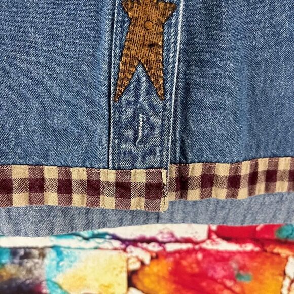 Primitive Snowman Denim Button Front Shirt Christmas Winter Wrangler Hero Large - Picture 5 of 7